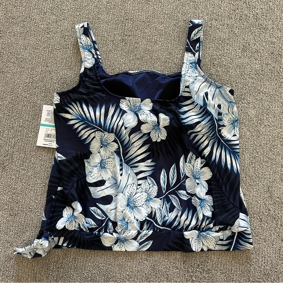 Maxine of Hollywood Moonlight Tropics Blouson Tankini Separate Size 16 - Picture 4 of 7